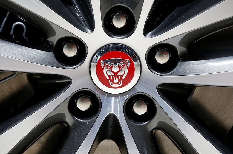 View of a Jaguar logo on a wheel at the Mondial de l'Automobile, Paris auto show, during media day in Paris, France, September 30, 2016. REUTERS/Jacky Naegelen