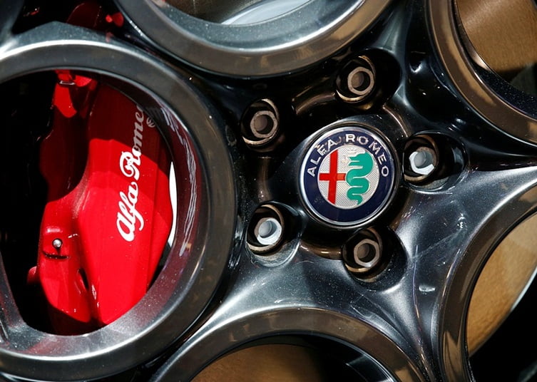 View of Alfa Romeo logo on a wheel at the Mondial de l'Automobile, Paris auto show, during media day in Paris, France, September 30, 2016. REUTERS/Jacky Naegelen