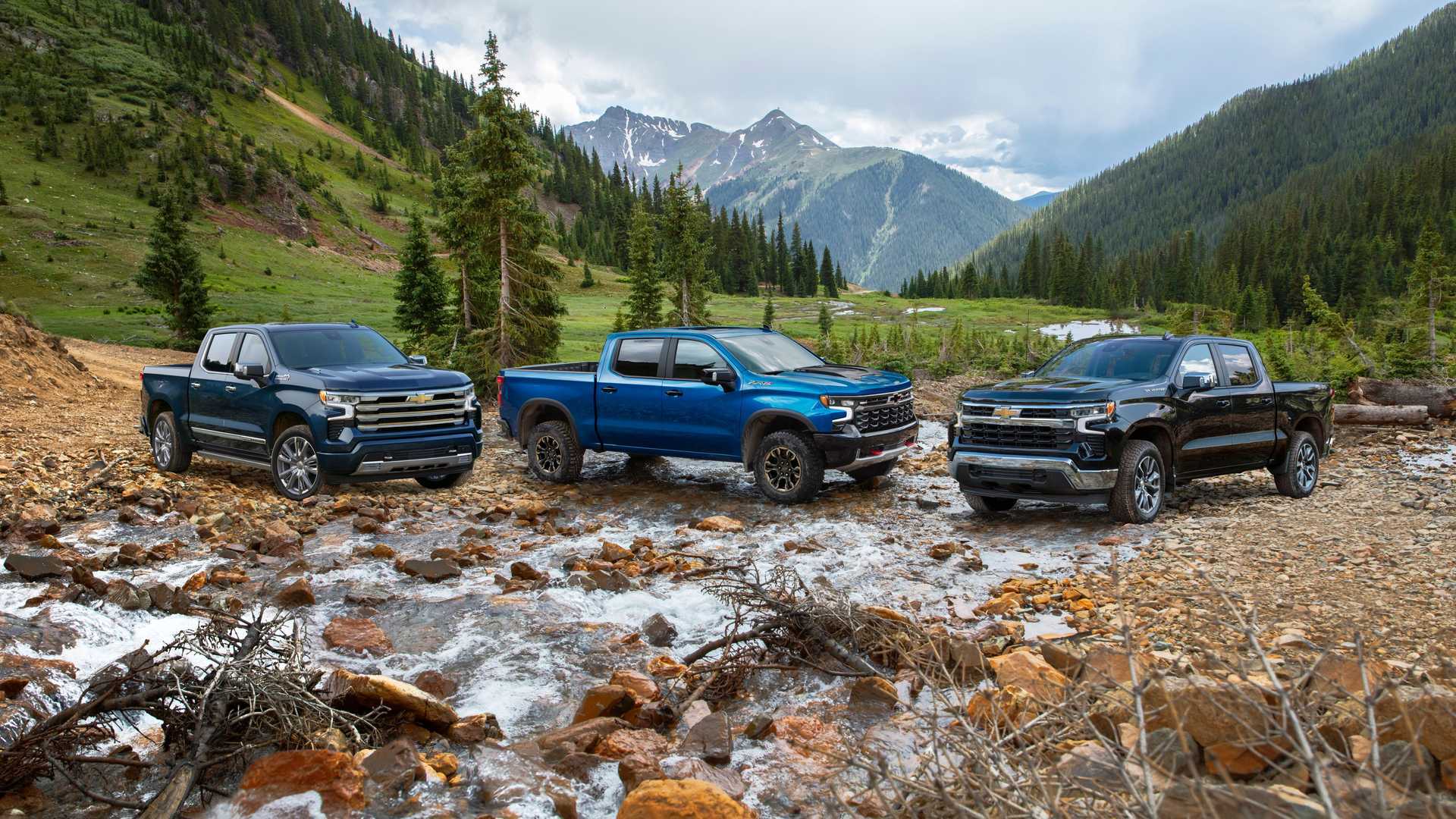 As três versões da nova Chevrolet Silverado / Foto reprodução Chevrolet